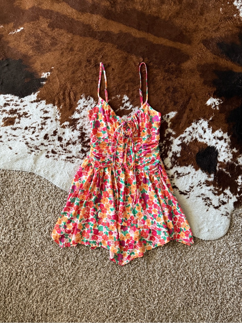 Princess Polly PETITE Barrett Mini Dress Multi Floral - Picture 1 of 9